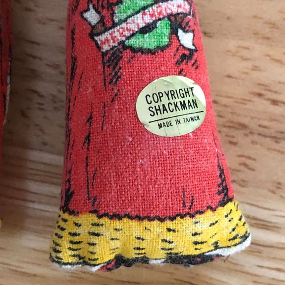 B Shackman Vintage 1970s Lot of 2 Stuffed Father Christmas Ornaments Santa Claus - Picture 6 of 8